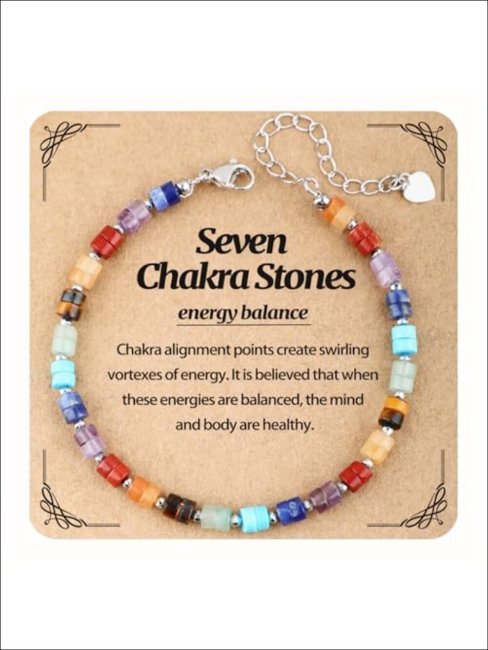 Natural Gemstone Heishi Bead Bracelet Stainless Steel Adjustable 8 Inch Unisex